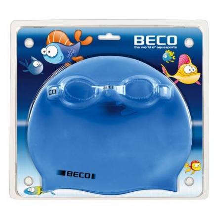 BECO kinder zwembrilsetje, zwembril met badmuts, wit/blauw**